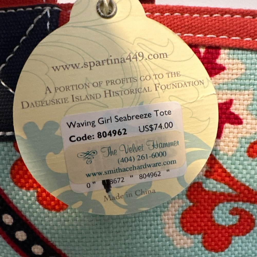 Spartina 449 Daufuskie island waving Girls seabrezze tote NEW WITH TAG - Picture 6 of 15